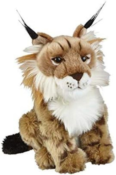Plush toy resembling a lynx with large ears on a white background