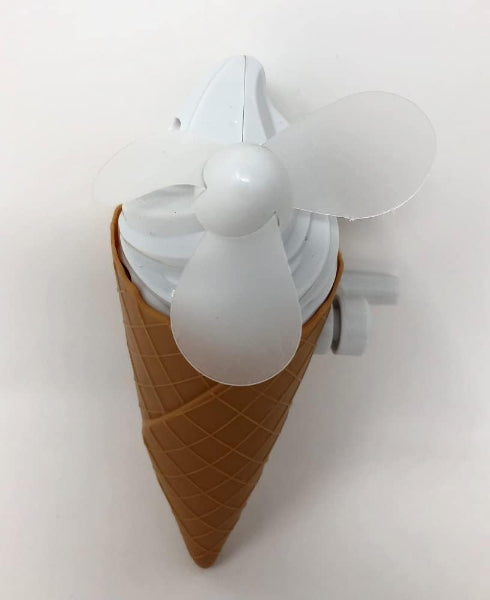 Ice cream cone-shaped object with white propeller on a white background