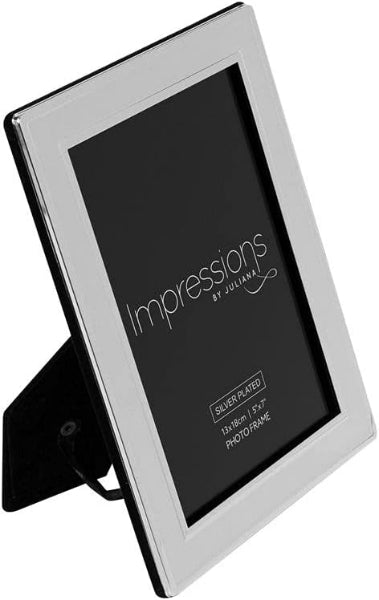 Silver photo frame with 'Impressions by Julian' branding on a white background