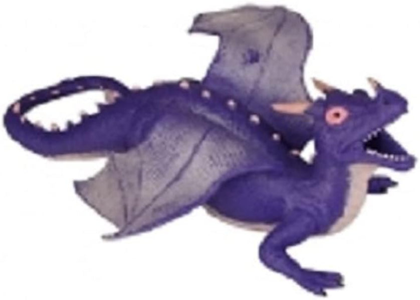 Purple dragon toy with gray wings on a white background