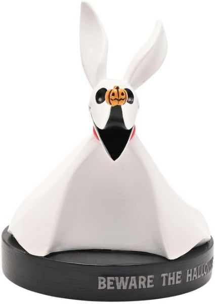 Halloween-themed rabbit figurine with a black base and 'Beware the Halloween' text on a white background