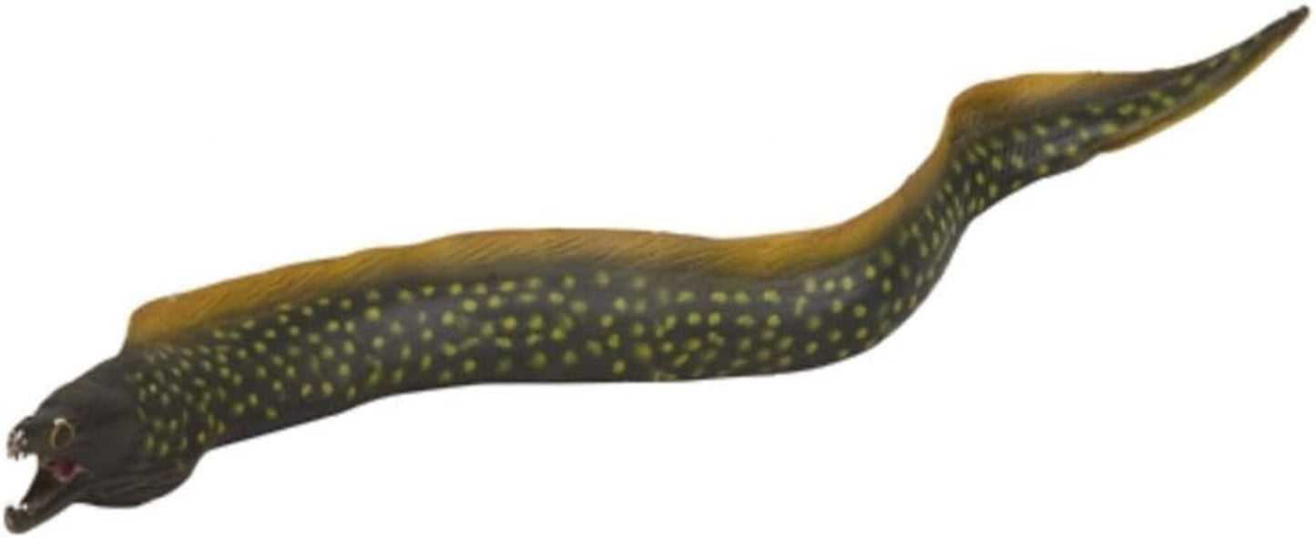 Model of a long snake-like creature with a yellow and black pattern on a white background