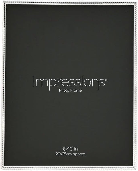 Black photo frame with 'Impressions' branding and size information.