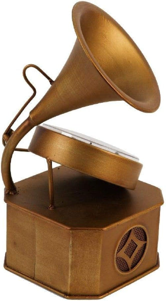Hometime Metal Mantel Clock Vintage Style Gramophone