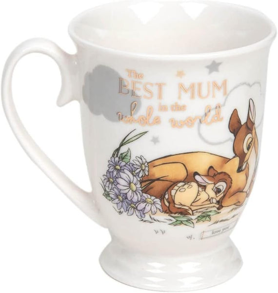 Mug with Bambi and Thumper design and text 'The Best Mum in the Whole World' on a white background