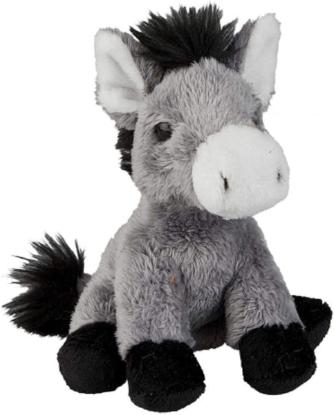 Plush donkey toy on a white background