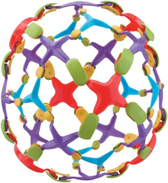 Colorful geometric ball toy with interlocking pieces on a white background