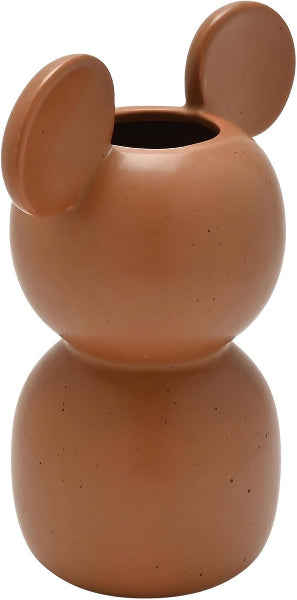 Ceramic vase shaped like a mouse with large ears on a white background