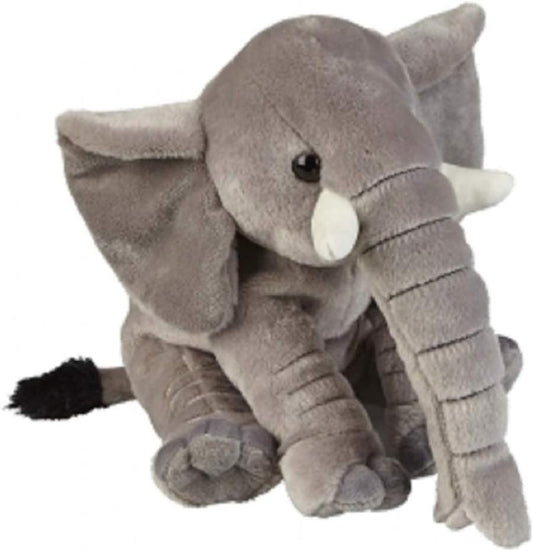 Plush elephant toy on a white background