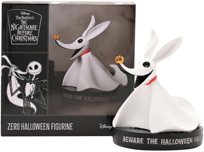 Zero Halloween figurine from 'The Nightmare Before Christmas' with packaging in the background.