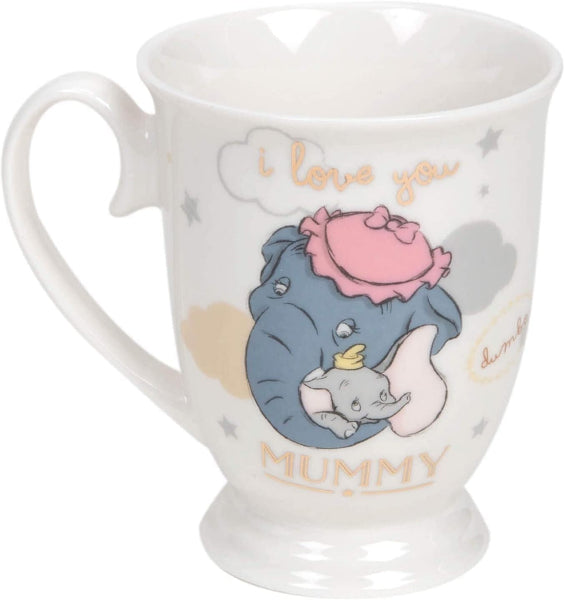 Mug with cartoon characters and text on a white background