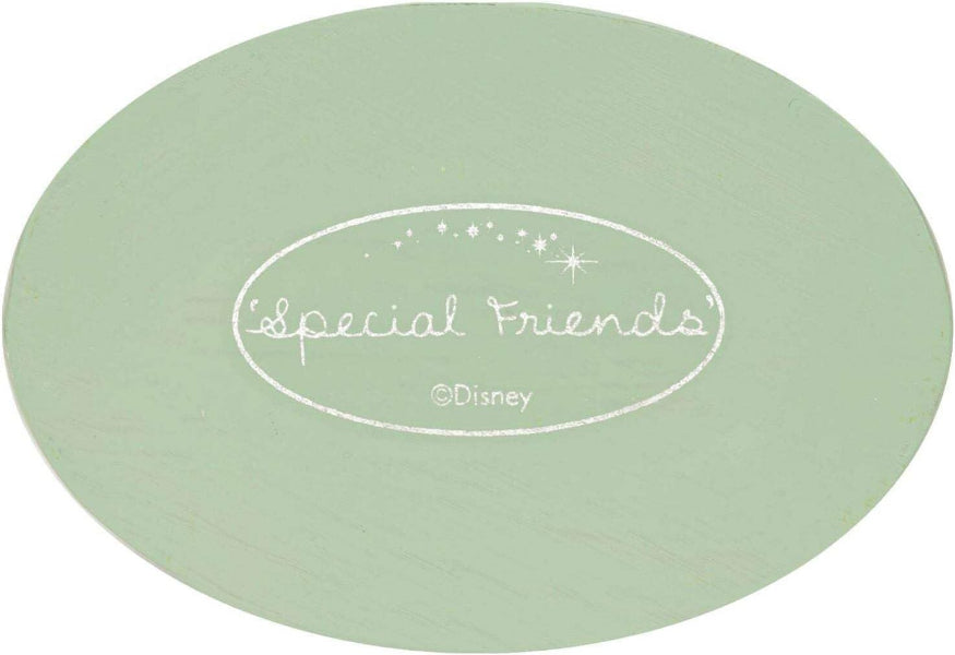 Round green placemat with 'Special Friends Disney' text on a white background