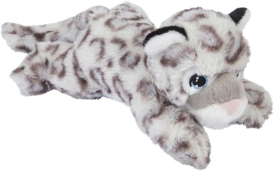 Plush toy resembling a snow leopard on a white background