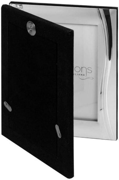 Black menu cover with a silver frame on a white background