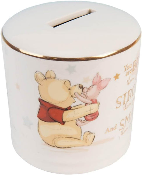 Ceramic money box with Winnie the Pooh and Piglet design on a white background