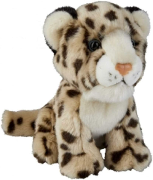 Plush toy leopard on a white background