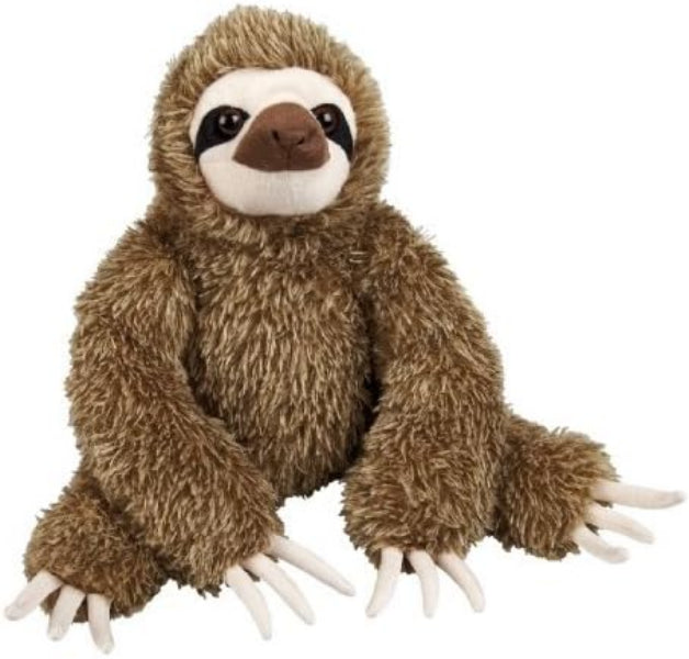 Plush toy sloth on a white background