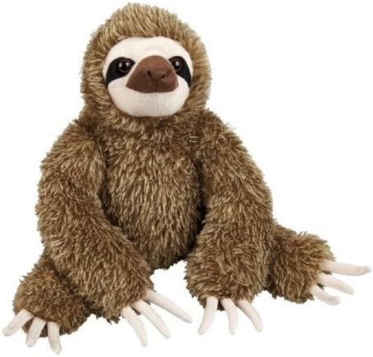 Plush toy sloth on a white background
