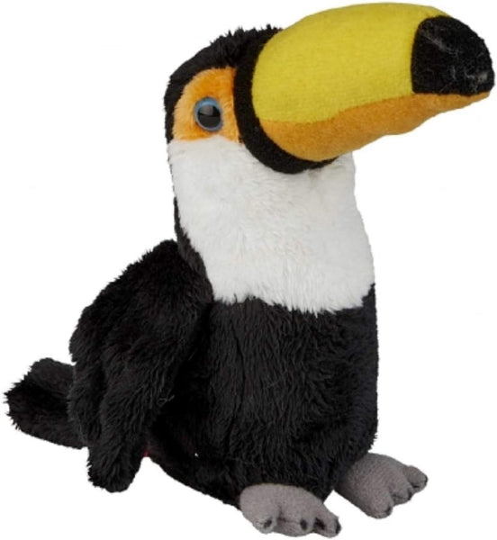 Plush toy toucan on a white background