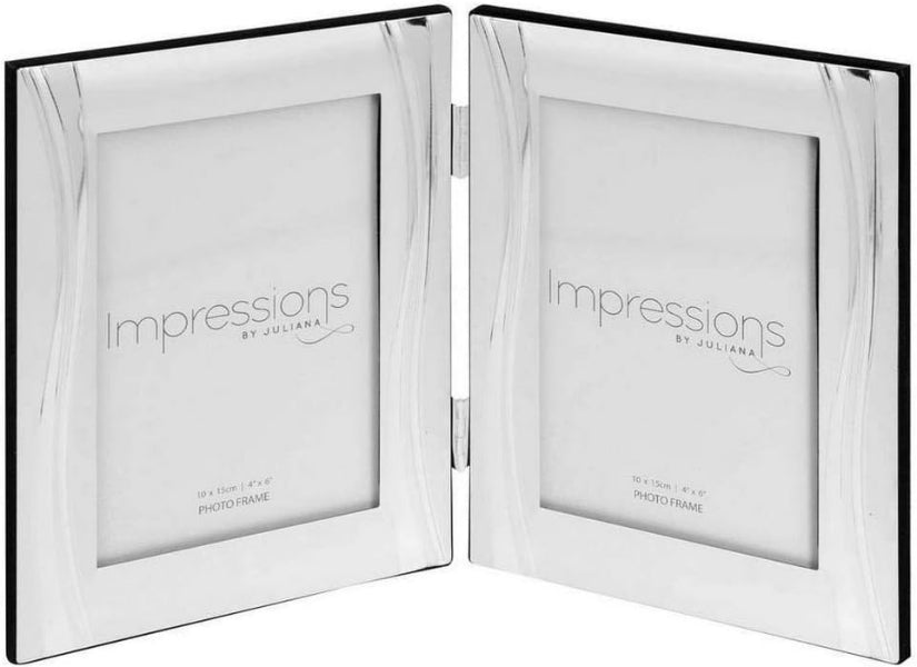 Silver photo frame with 'Impressions by Juliana' branding on a white background