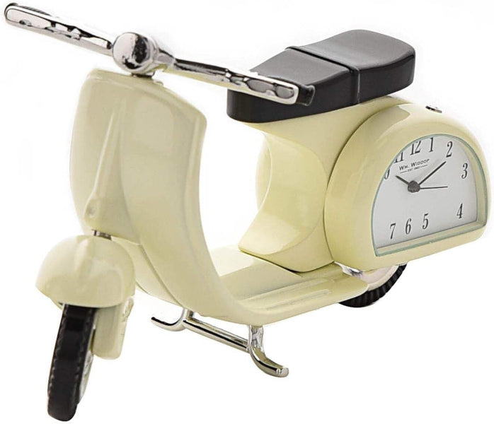 Scooter-shaped alarm clock on a white background