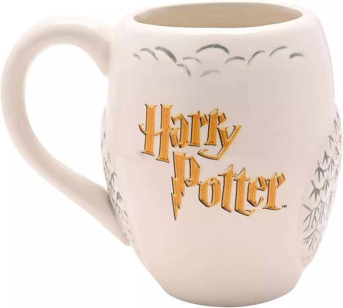 Harry Potter mug with gold text on a white background
