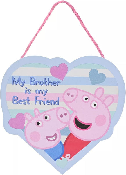 Peppa Pig Heart Shaped Hanging Plaque - My Brother is My Best Friend