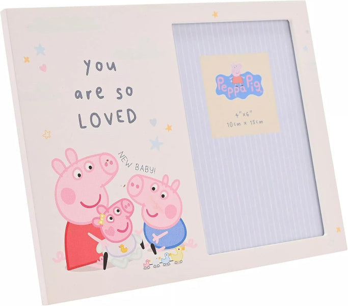 Baby frame with Peppa Pig design in a decorative frame with text 'you are so LOVED'.