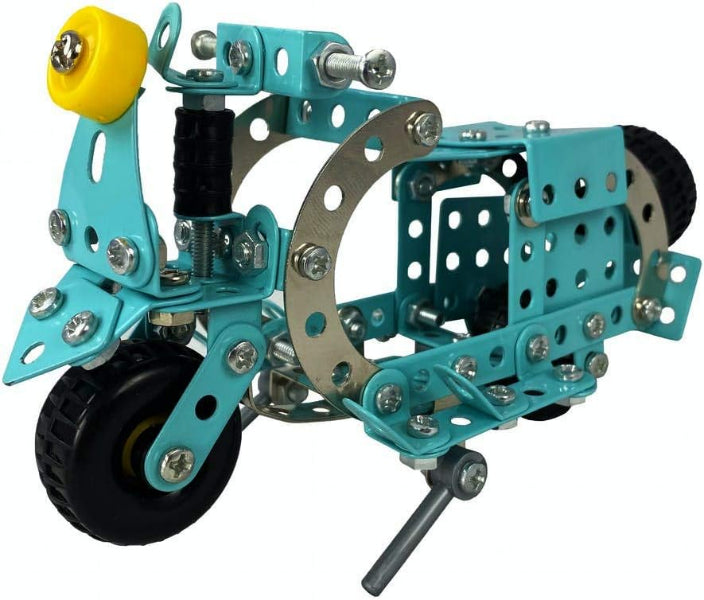 Teal mechanical structure with wheels on a white background