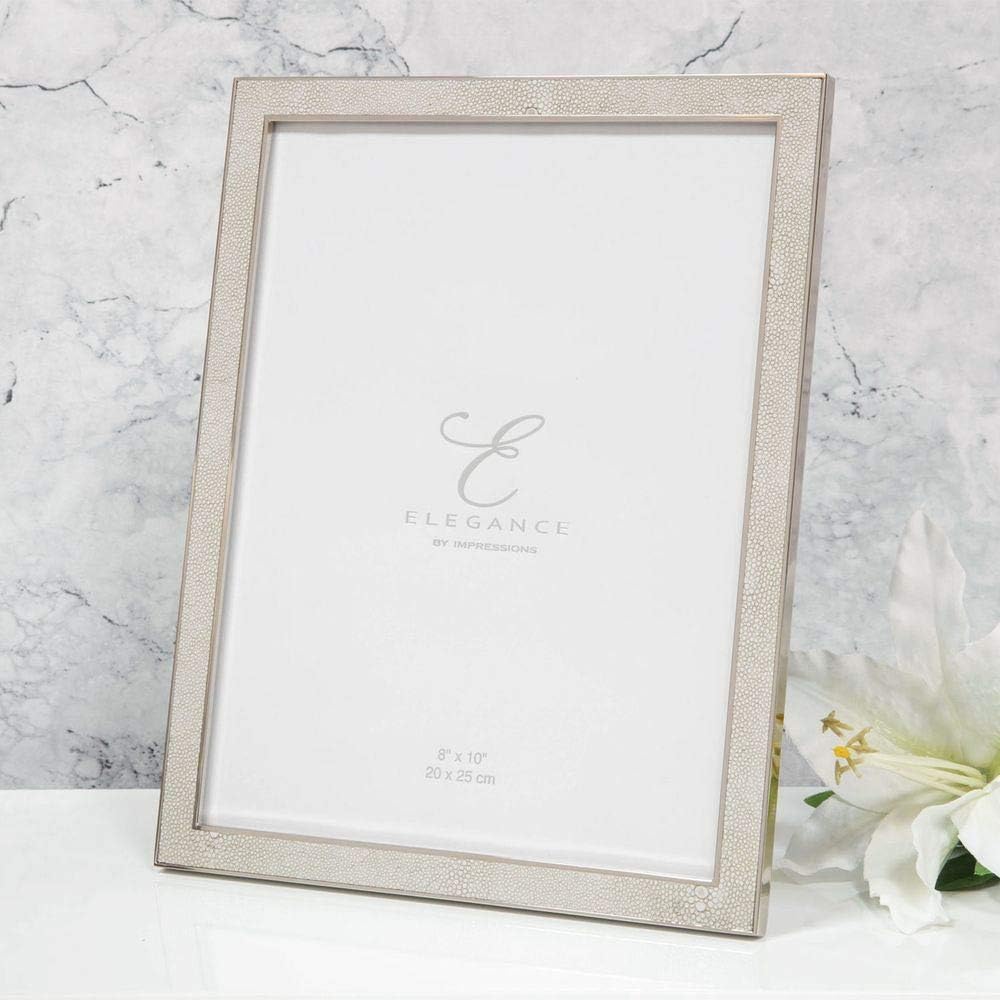 Impressions Elegance Metal Plated Cream Faux Shagreen Frame 8" x 10"