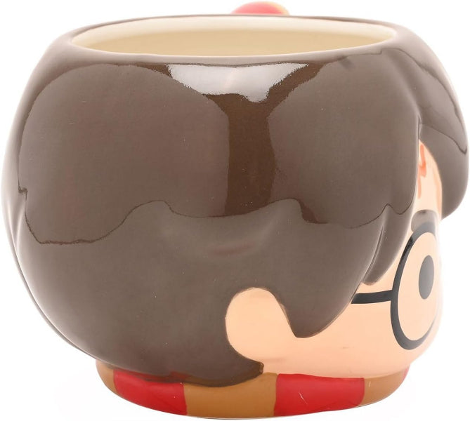 Mug shaped like a cartoon character with glasses and a beard on a white background