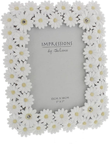 Impressions White Resin Daisy Photo Frame 5" x 7"