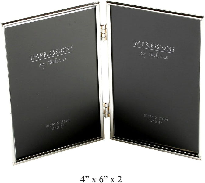 Two black photo frames with silver trim on a white background, displaying 'Impressions by Juliana' branding.