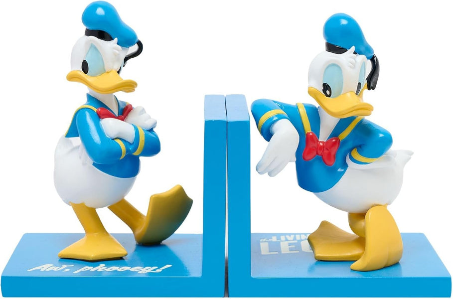Donald Duck bookends on a white background