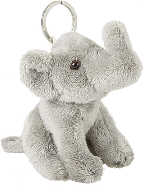 Plush elephant keychain on a white background