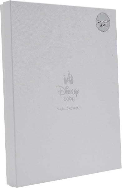 White Disney baby album with 'Made in Italy' label on a white background