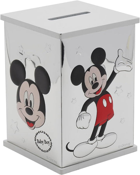 White baby shower money box with Mickey Mouse design on a white background