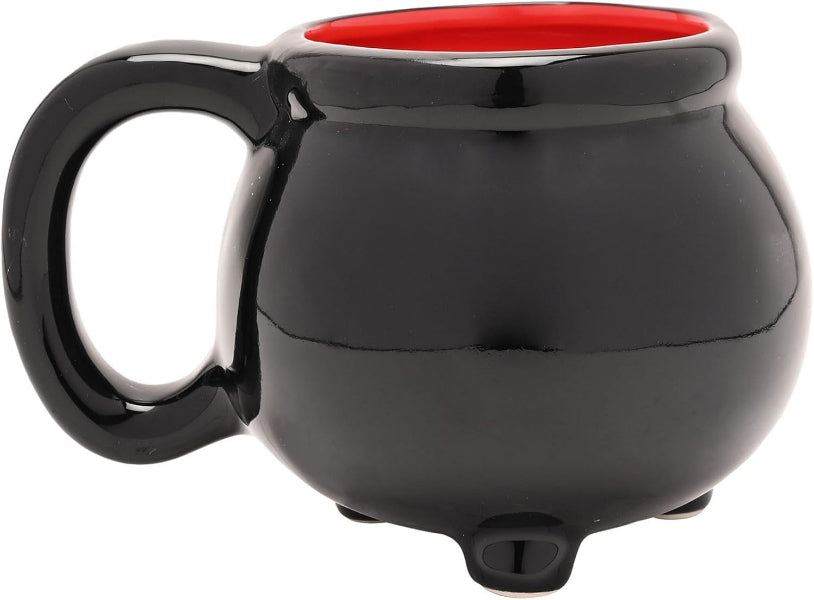 Black mug with a red interior on a white background