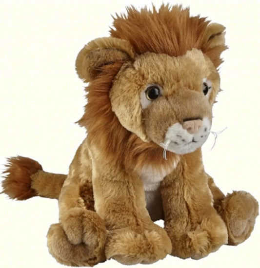 Plush lion toy on a white background