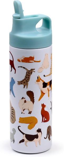 Water bottle with animal pattern and blue lid