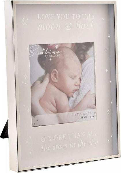 Bambino Metal Plated Love You To The Moon & Back Photo Frame 5" x 5"