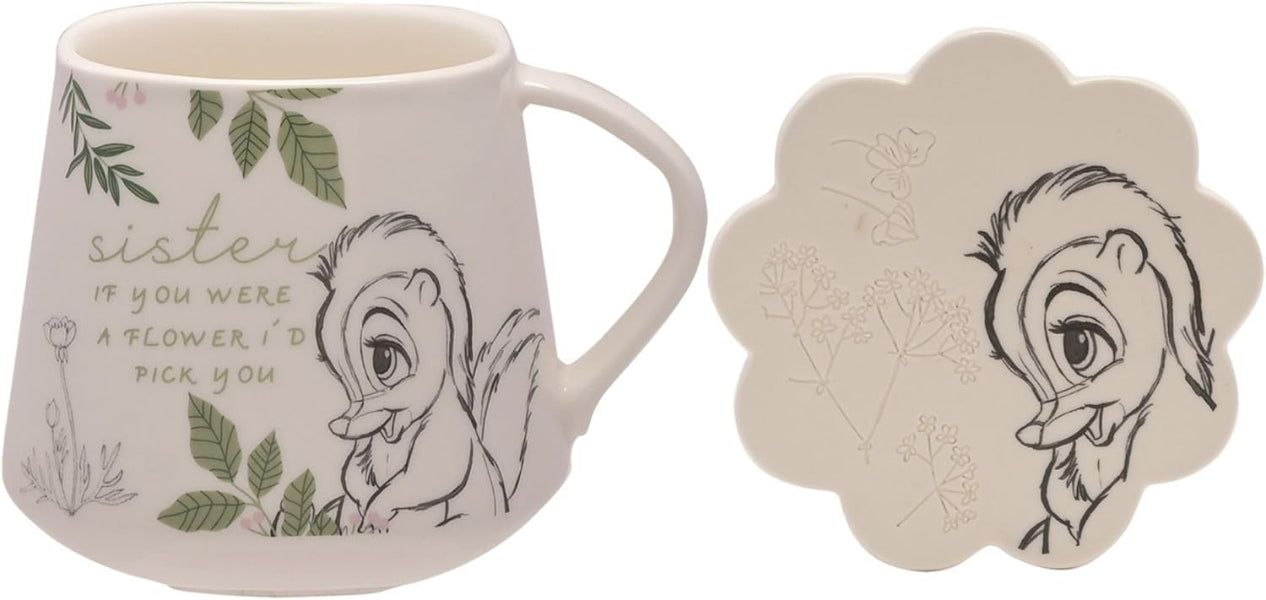 Disney Forest Friends Bambi & Thumper Flower Mug & Coaster Set Sister If You Were A Flower I'd Pick You 410ml