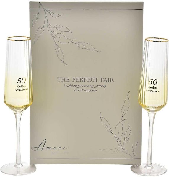 Amore Set of 2 Flute Glasses - 50th Anniversary
