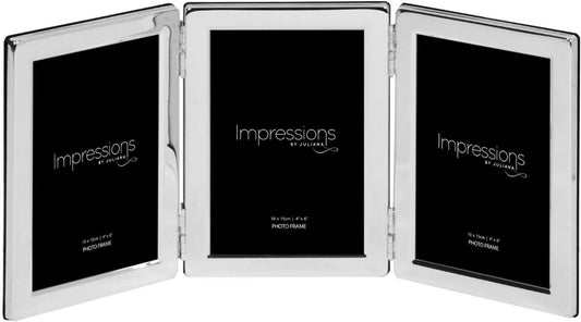 Triple photo frame with 'Impressions' branding on a black background
