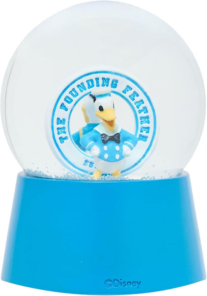 Snow globe with a character inside and 'The Founding Feather' text on a white background