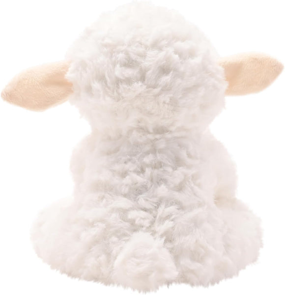 Plush toy sheep on a white background