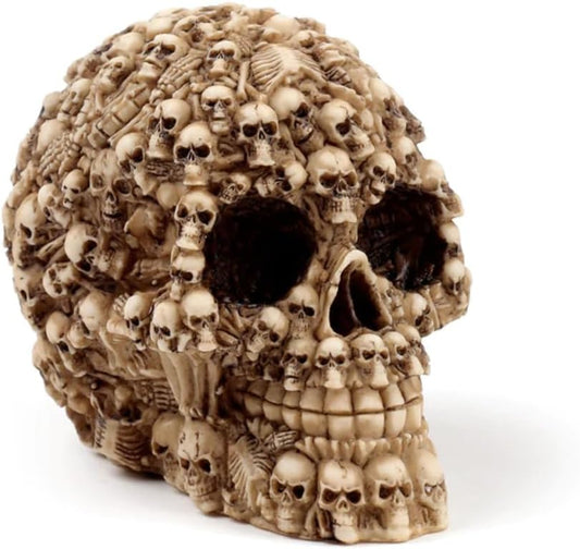 Decorative skull with embedded smaller skulls on a white background