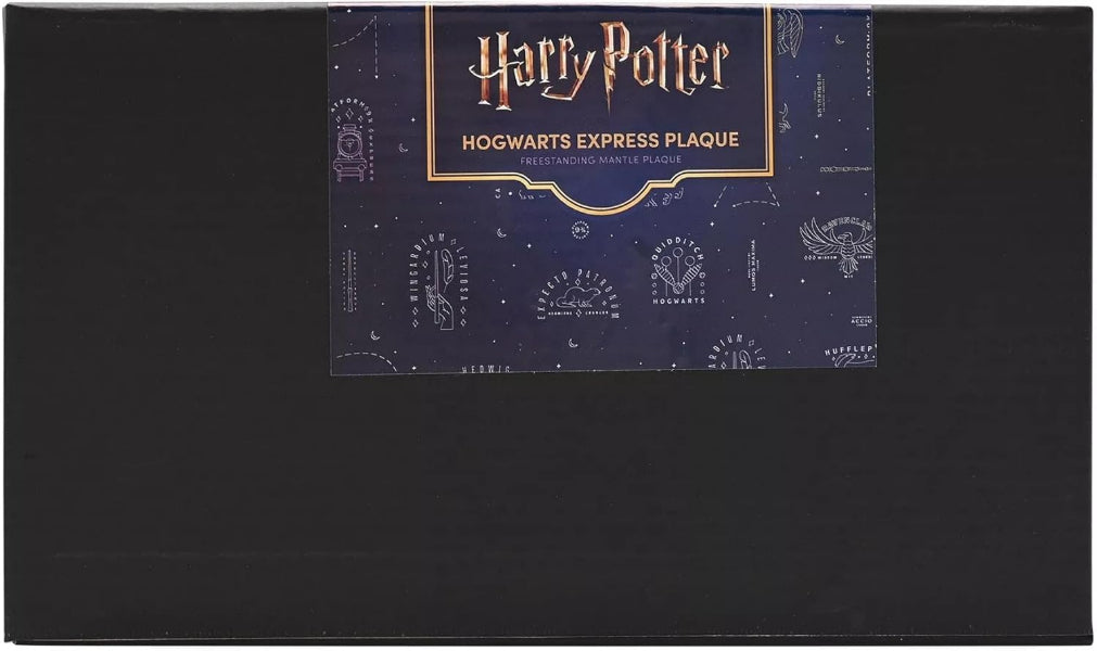 Packaging of a 'Harry Potter' Hogwarts Express Plaque on a black background