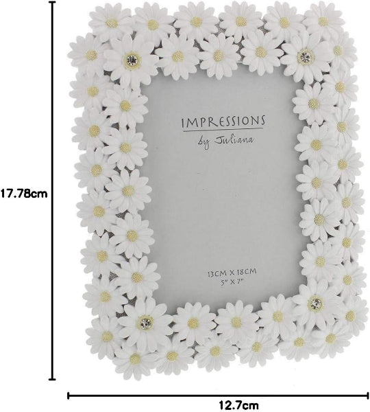 Impressions White Resin Daisy Photo Frame 5" x 7"