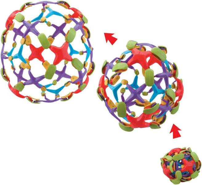Colorful geometric ball toy with a white background